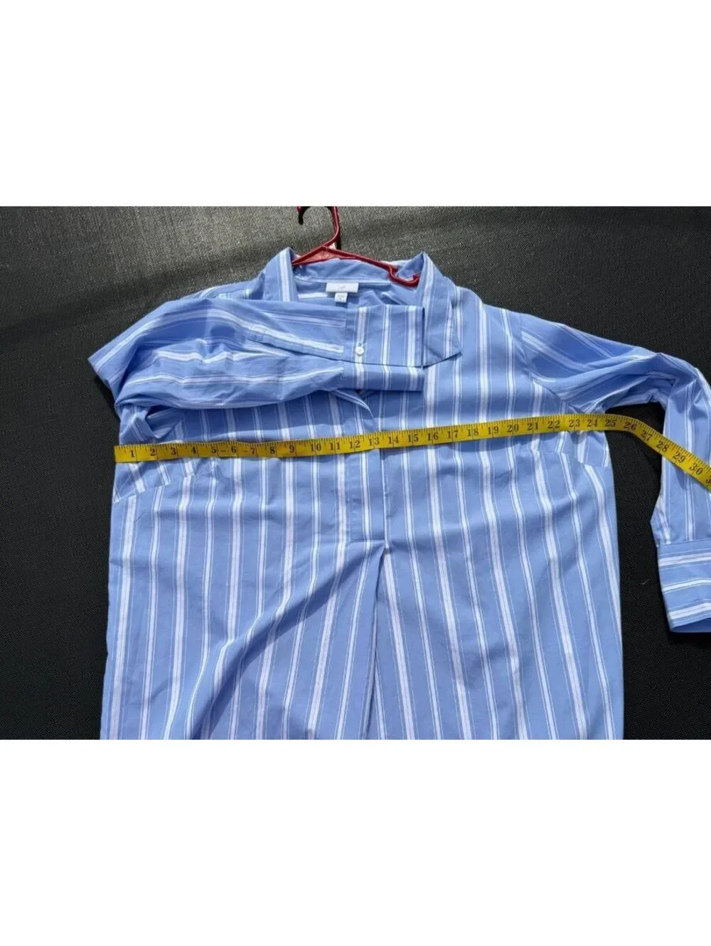 J.Jill Women's XL Blue White Striped 100% Cotton Popover Tunic Long Sleeve - Picture 6 of 7